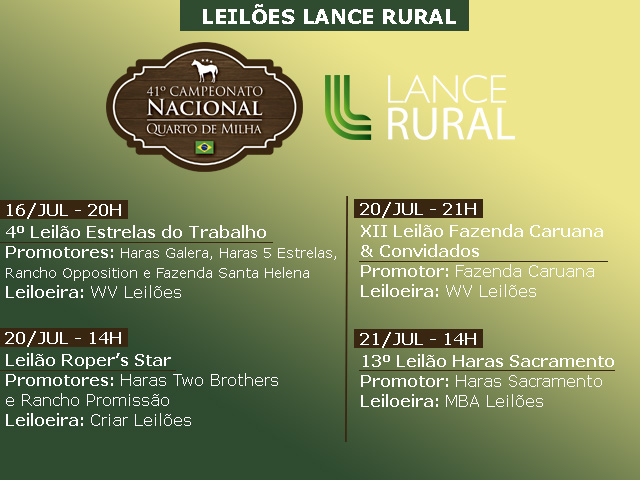 Lance Rural estreia na Nacional do Quarto de Milha